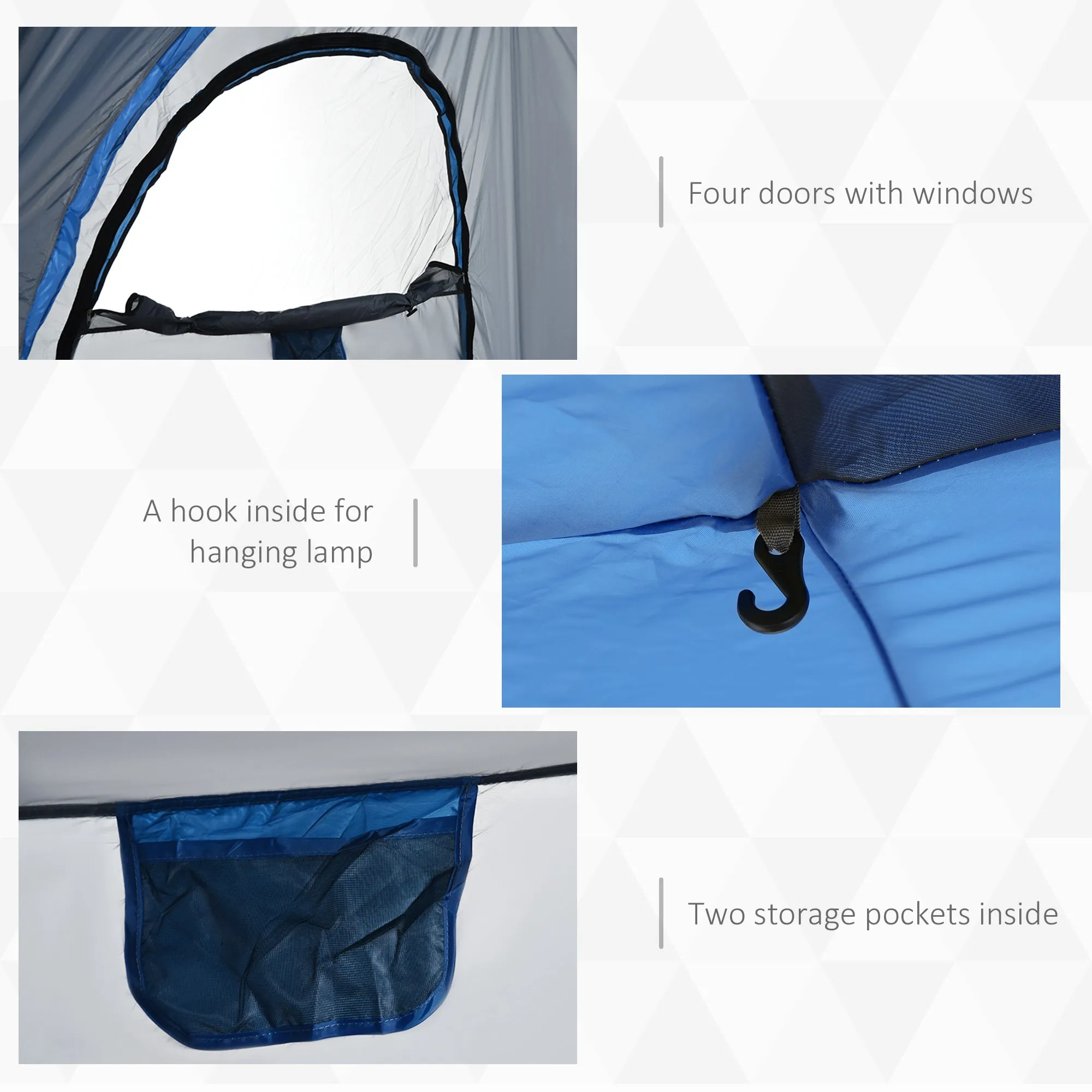 Outsunny 4 Person Automatic Camping Tent Outdoor Pop Up Tent Portable Backpacking Dome Shelter Grey