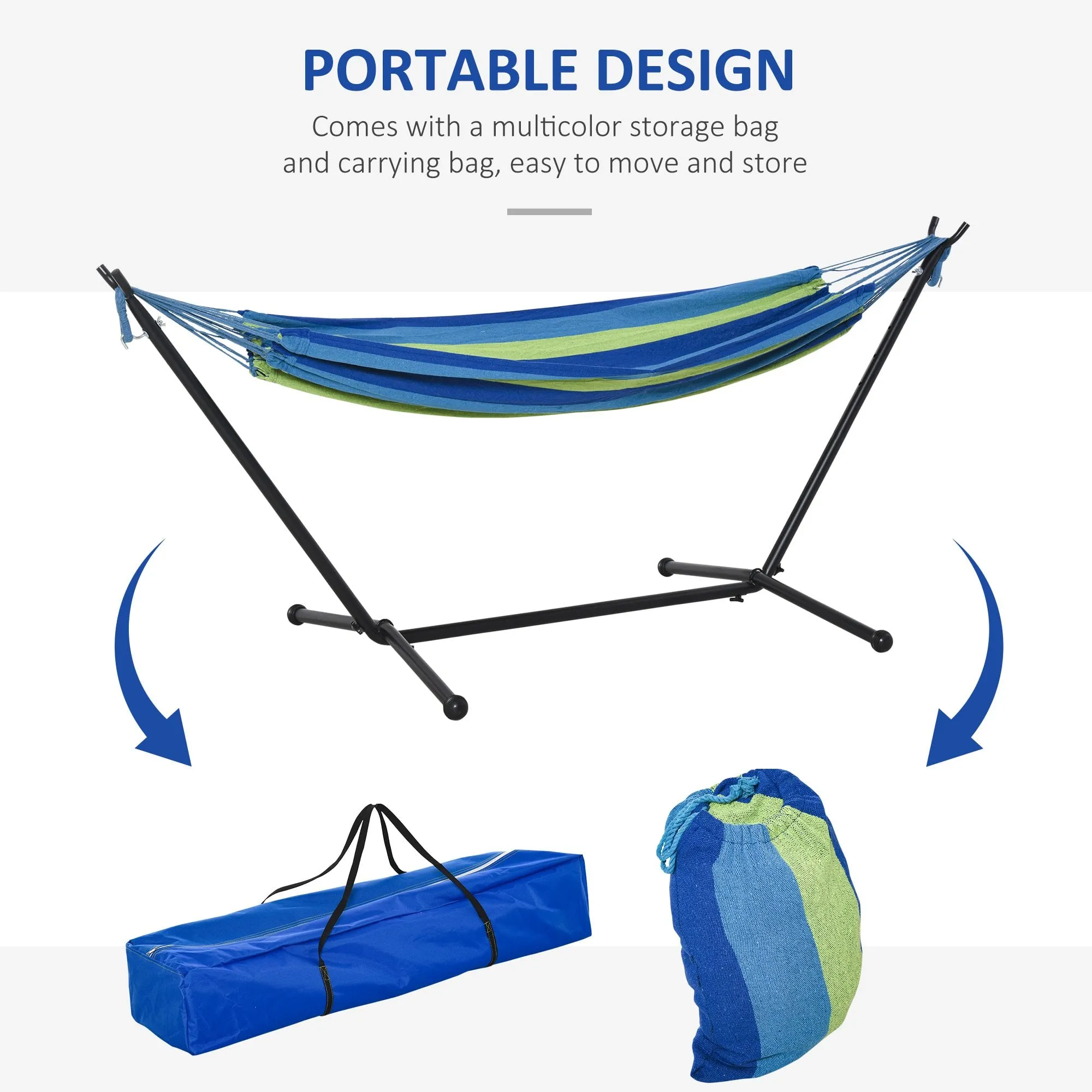 Outsunny  Hammock with Metal Stand and Carrying Bag