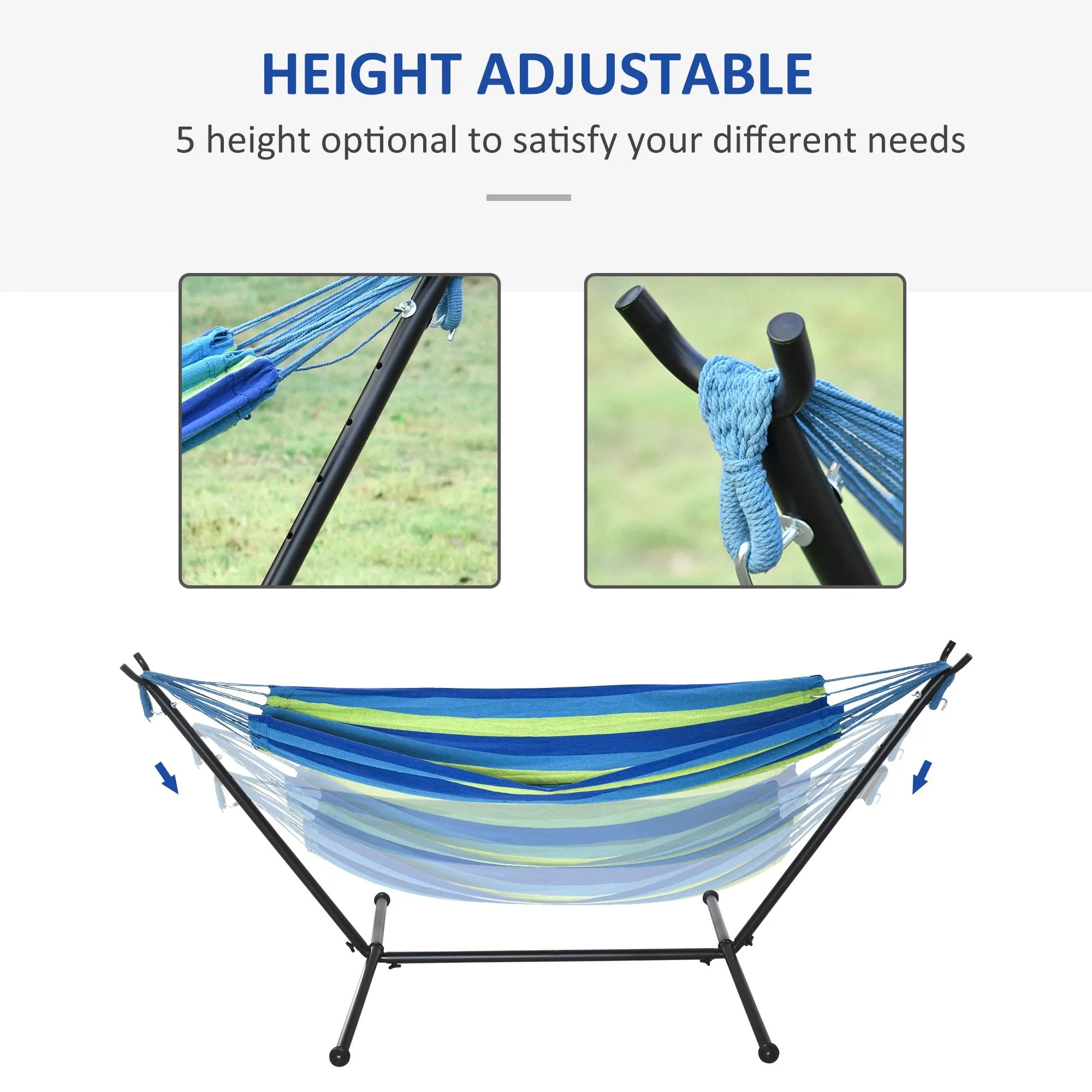 Outsunny  Hammock with Metal Stand and Carrying Bag