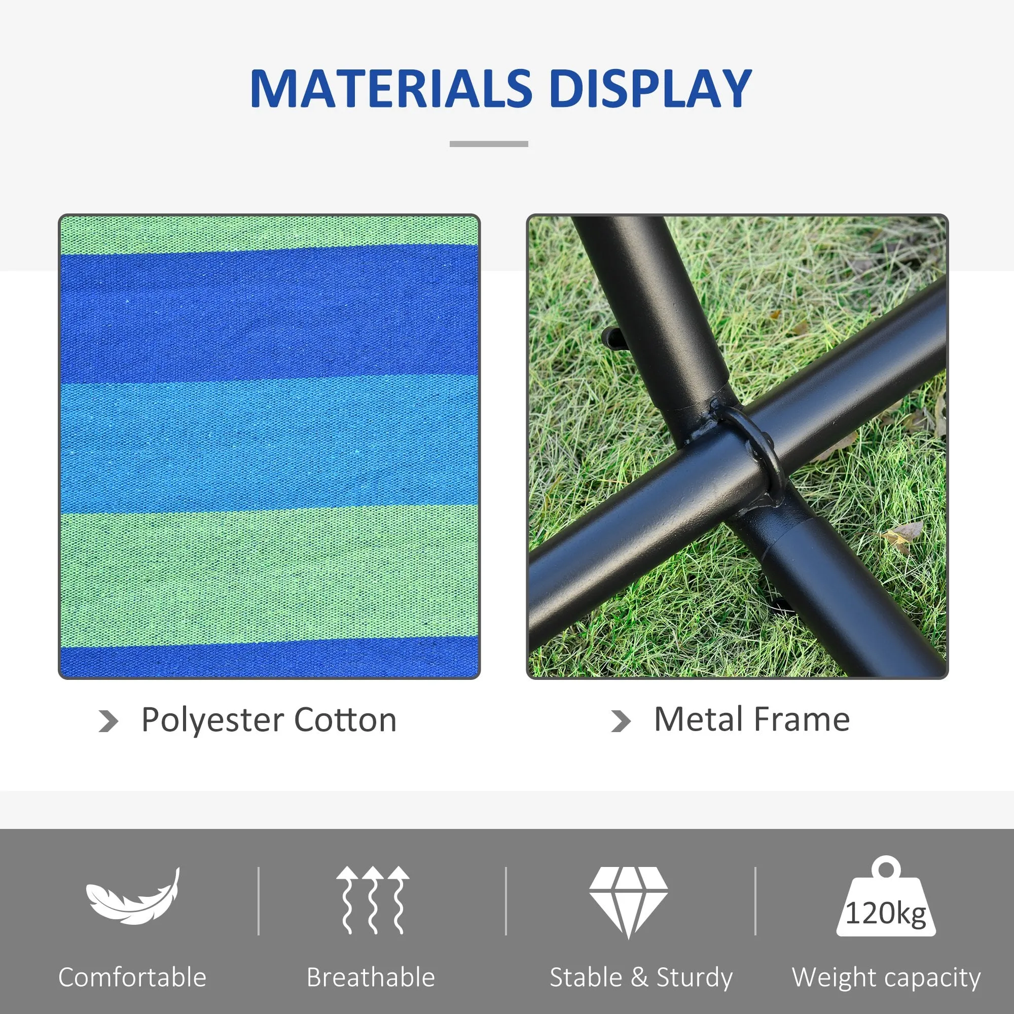 Outsunny  Hammock with Metal Stand and Carrying Bag