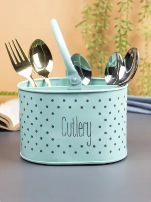 Polka Dot Cutlery Holder - Green