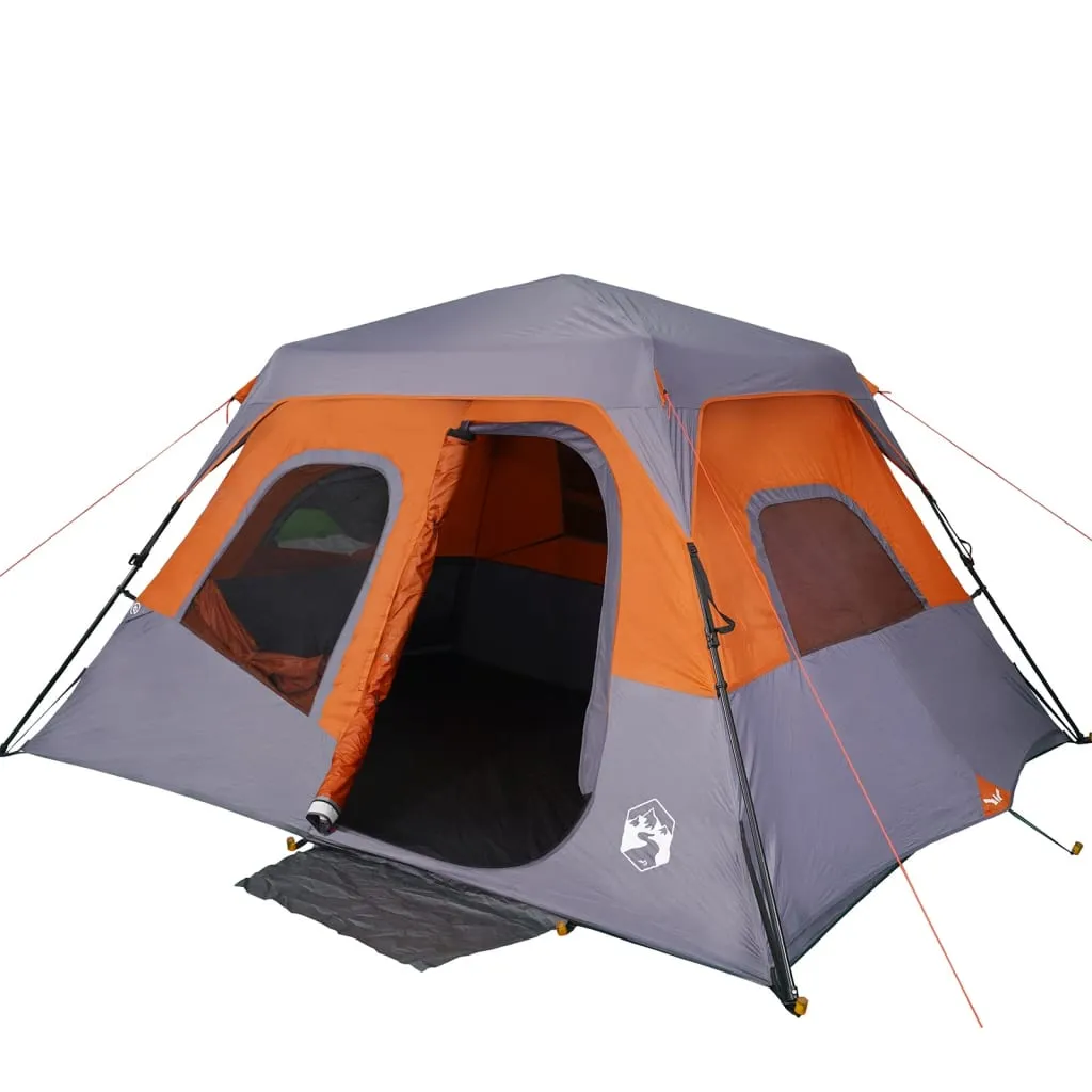 vidaXL Family Tent 6-Person Grey and Orange Quick Release Waterproof