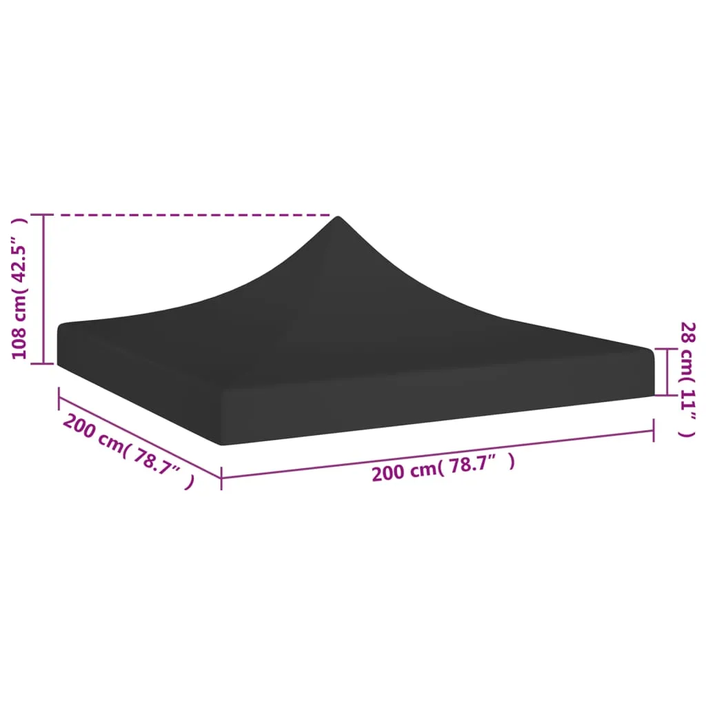 vidaXL Party Tent Roof 2x2 m Black 270 g/m²