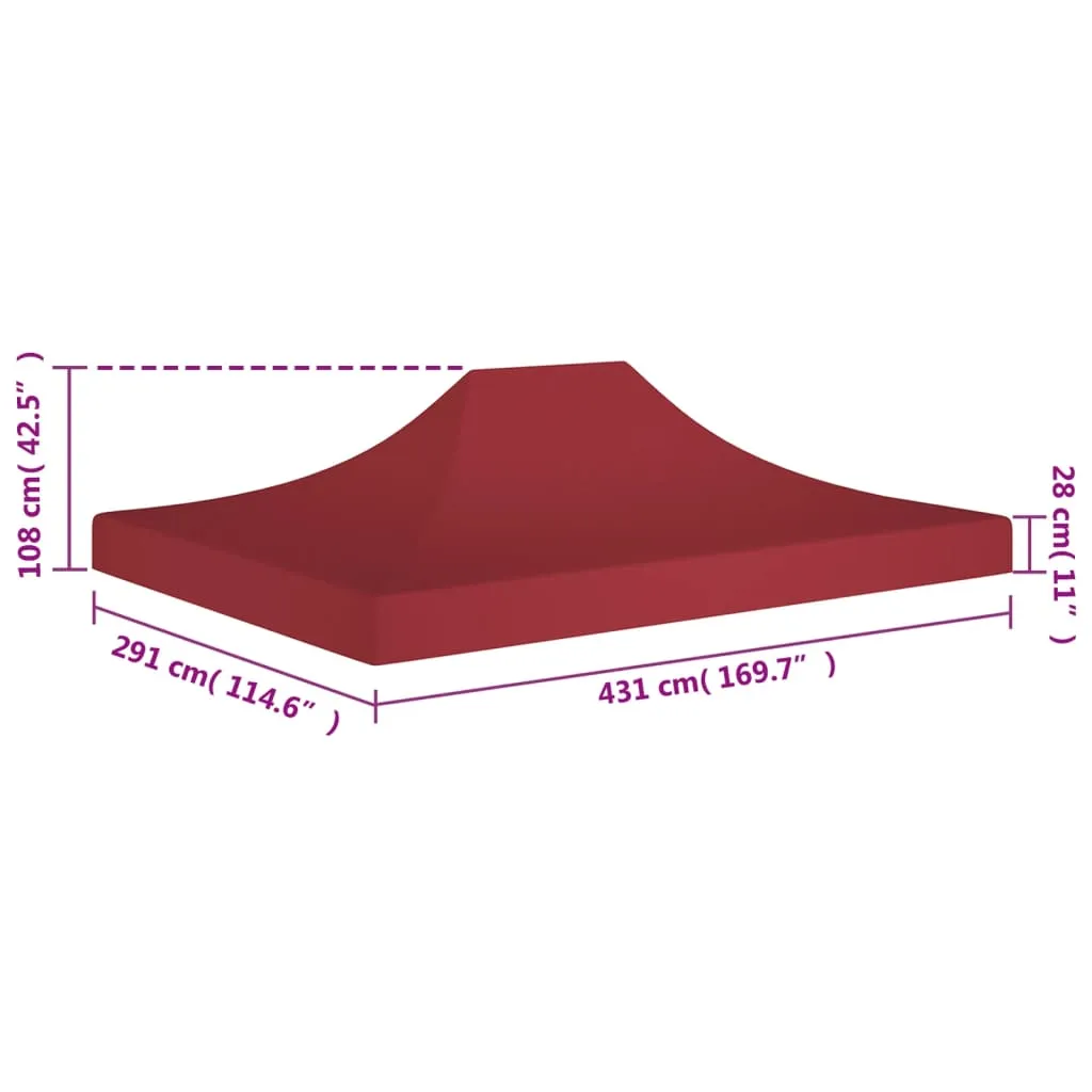 vidaXL Party Tent Roof 4.5x3 m Burgundy 270 g/m²